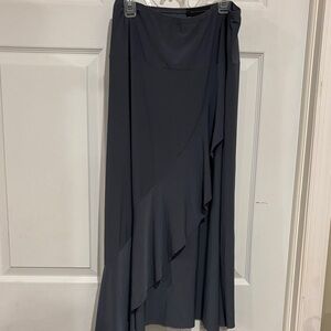 American City Wear Dark Gray Asymmetric Ruffle Maxi Skirt